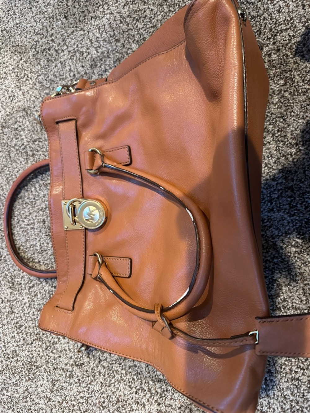 Michael Kors Cognac Leather Tote with Gold Hardware